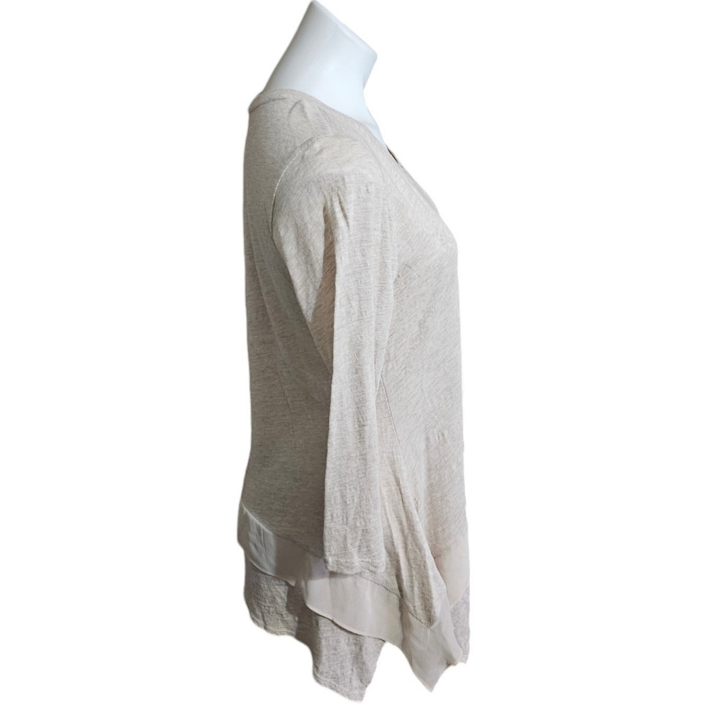 Style & Co Shark bite hem Tunic Oatmeal Floral Flyaway Size S - Picture 2 of 8